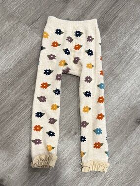 Ruffle Butts Cream Floral Ruffle Cuff Tights